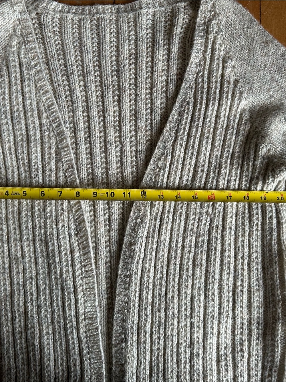 Hand knit Cozy Wool Ribbed Open-Front Cardigan Sweater in Oatmeal colour - Picture 2 of 3